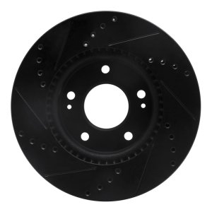Hyundai Ioniq Brake Rotor (1) - Front Right - R1 Concepts - Drilled & Slotted - Black - `17-`22